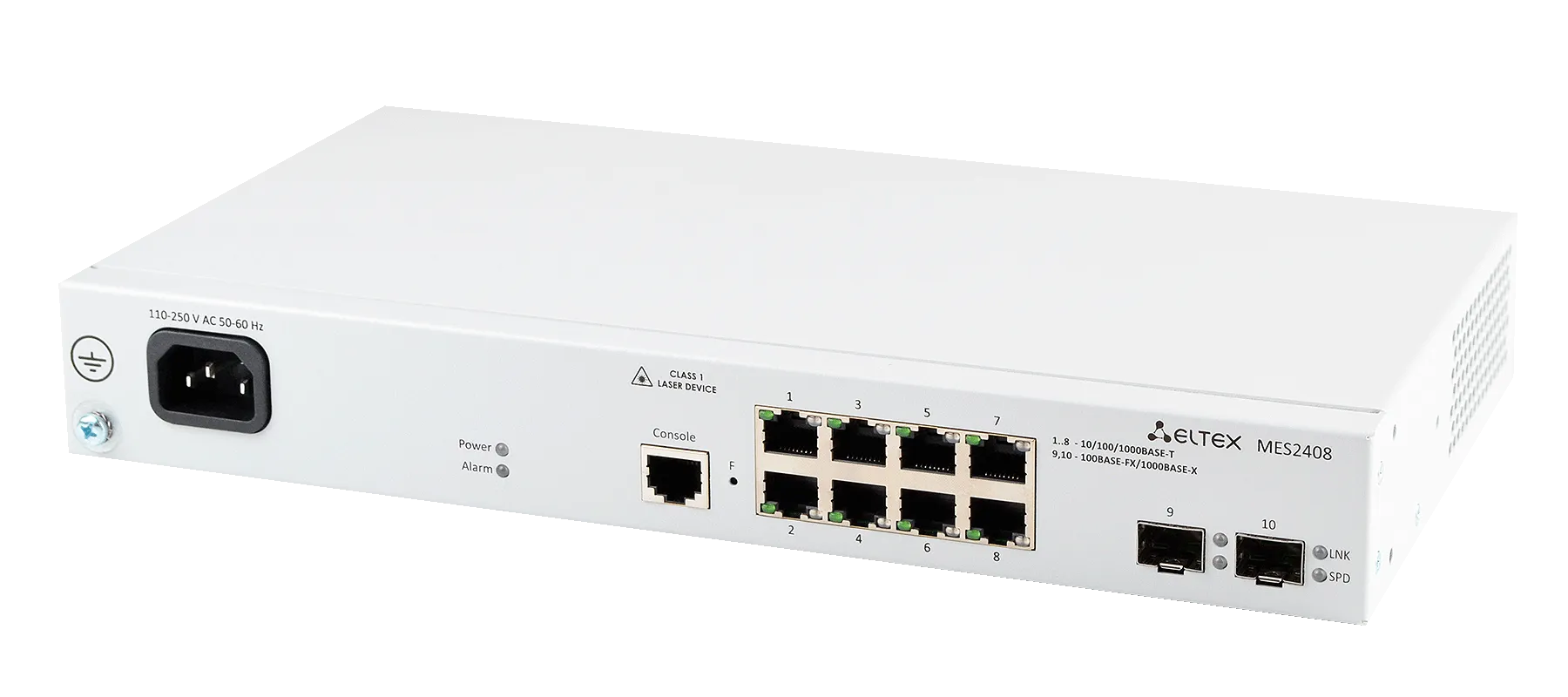 Ethernet-коммутатор MES2408, 8x10/100/1000BASE-T + 2x100/1000BASE-X, L2, 48V DC