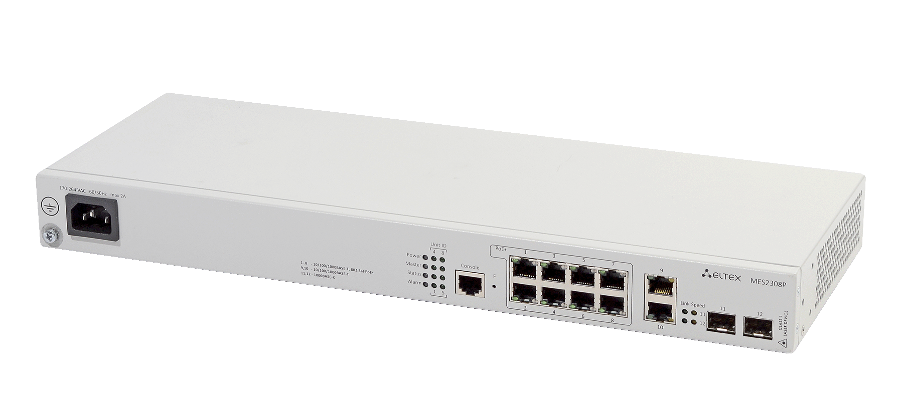 Ethernet-коммутатор MES2308P, 8xPoE+ (1G) + 2x1G RJ45 + 2x1G SFP, L3, 220V AC